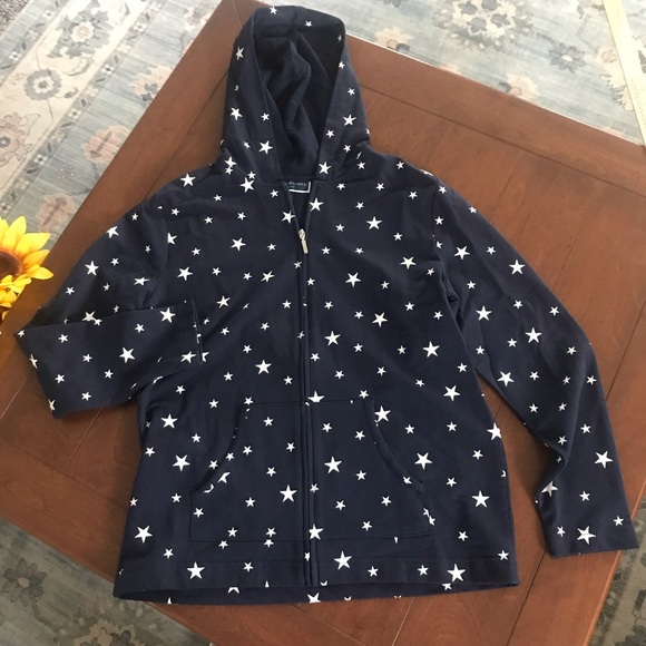 Karen Scott Navy Star‎ Medium Print Hoodie NWT - Picture 3 of 12